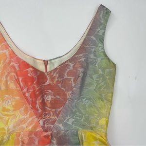 Ben de Lisi rainbow metalic floral dress size 8